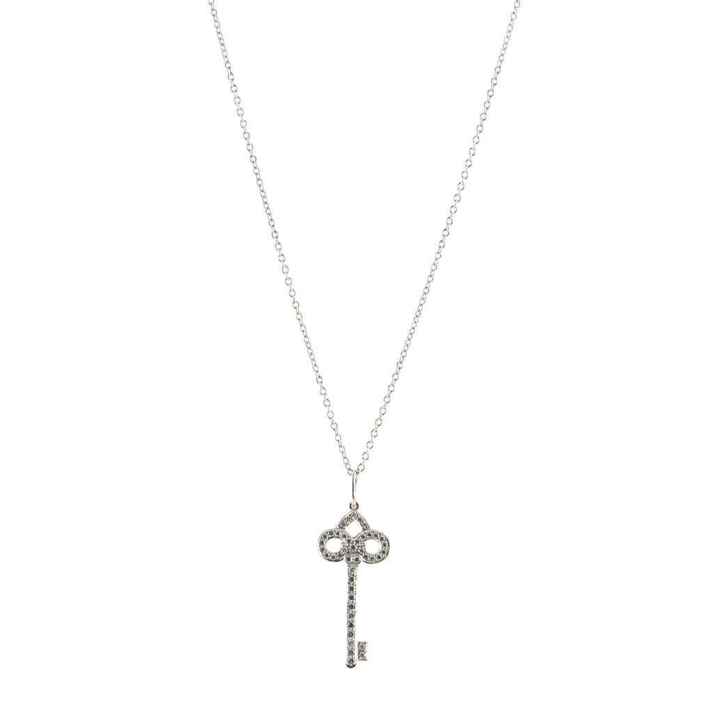 Keys Fleur de Lis Pendant Necklace Platinum with Diamonds