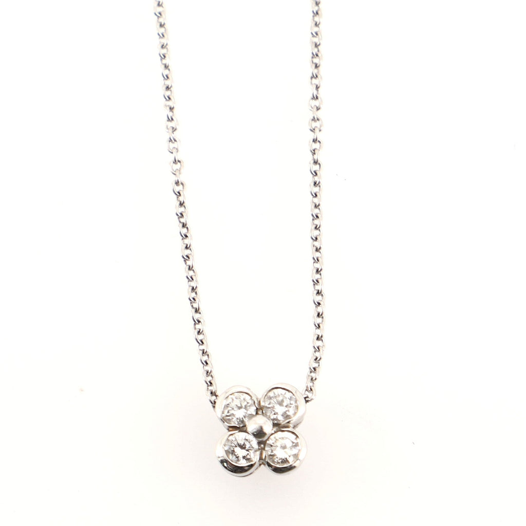Flower Pendant Necklace Platinum with Diamonds