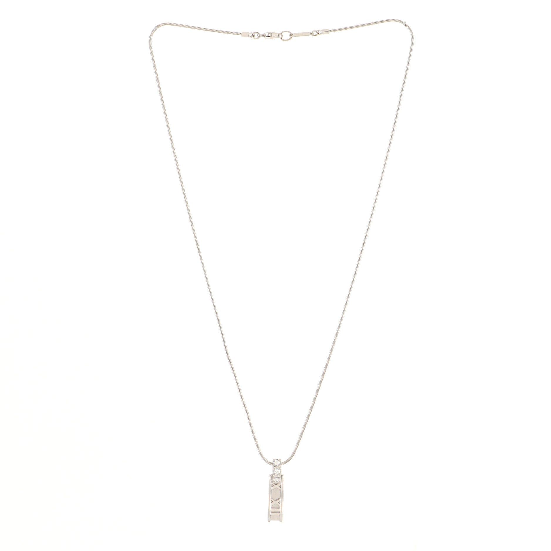 Atlas Bar Pendant Necklace 18K White Gold with Diamonds