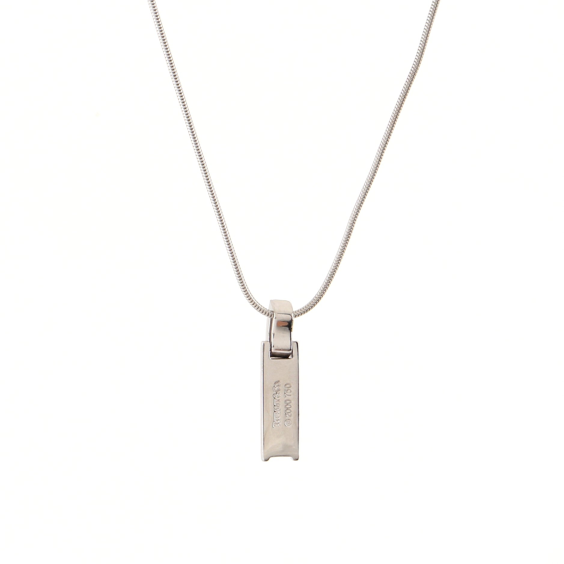 Atlas Bar Pendant Necklace 18K White Gold with Diamonds