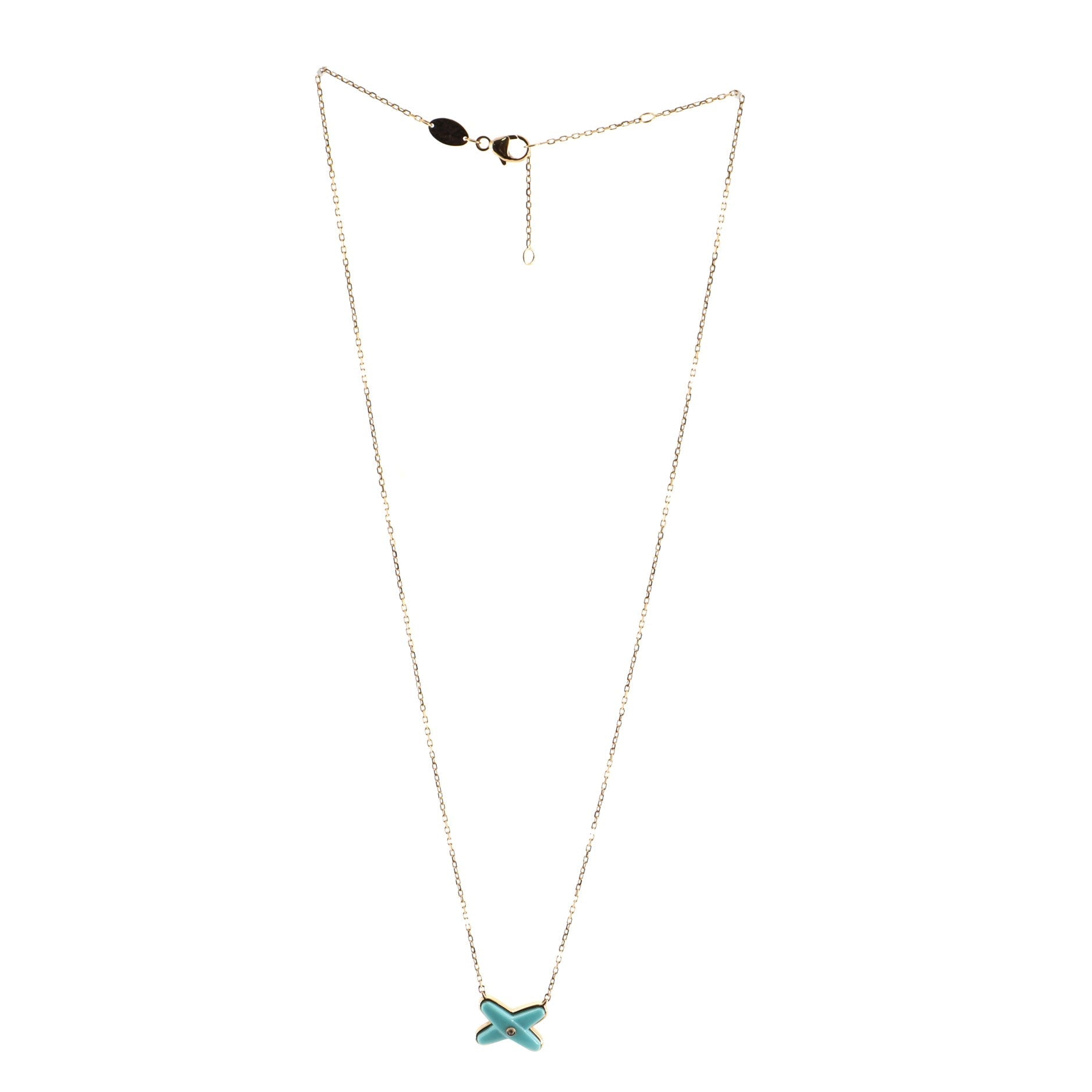 Jeux de Liens Pendant Necklace 18K Rose Gold with Turquoise and Diamond