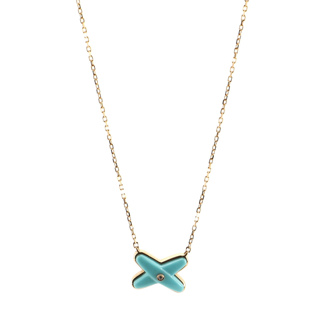 Jeux de Liens Pendant Necklace 18K Rose Gold with Turquoise and Diamond