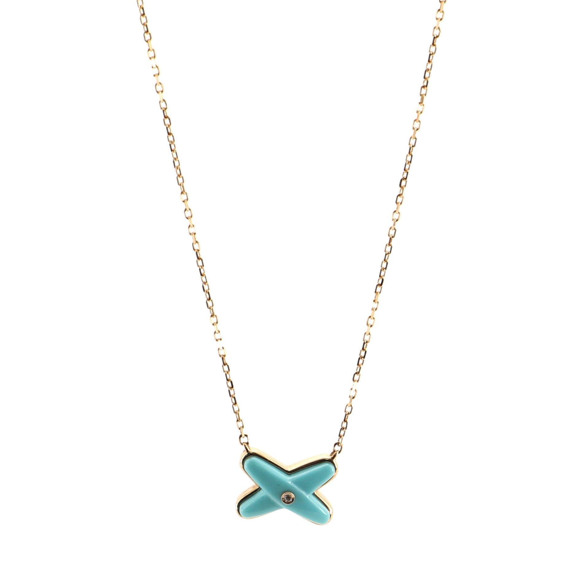 Jeux de Liens Pendant Necklace 18K Rose Gold with Turquoise and Diamond