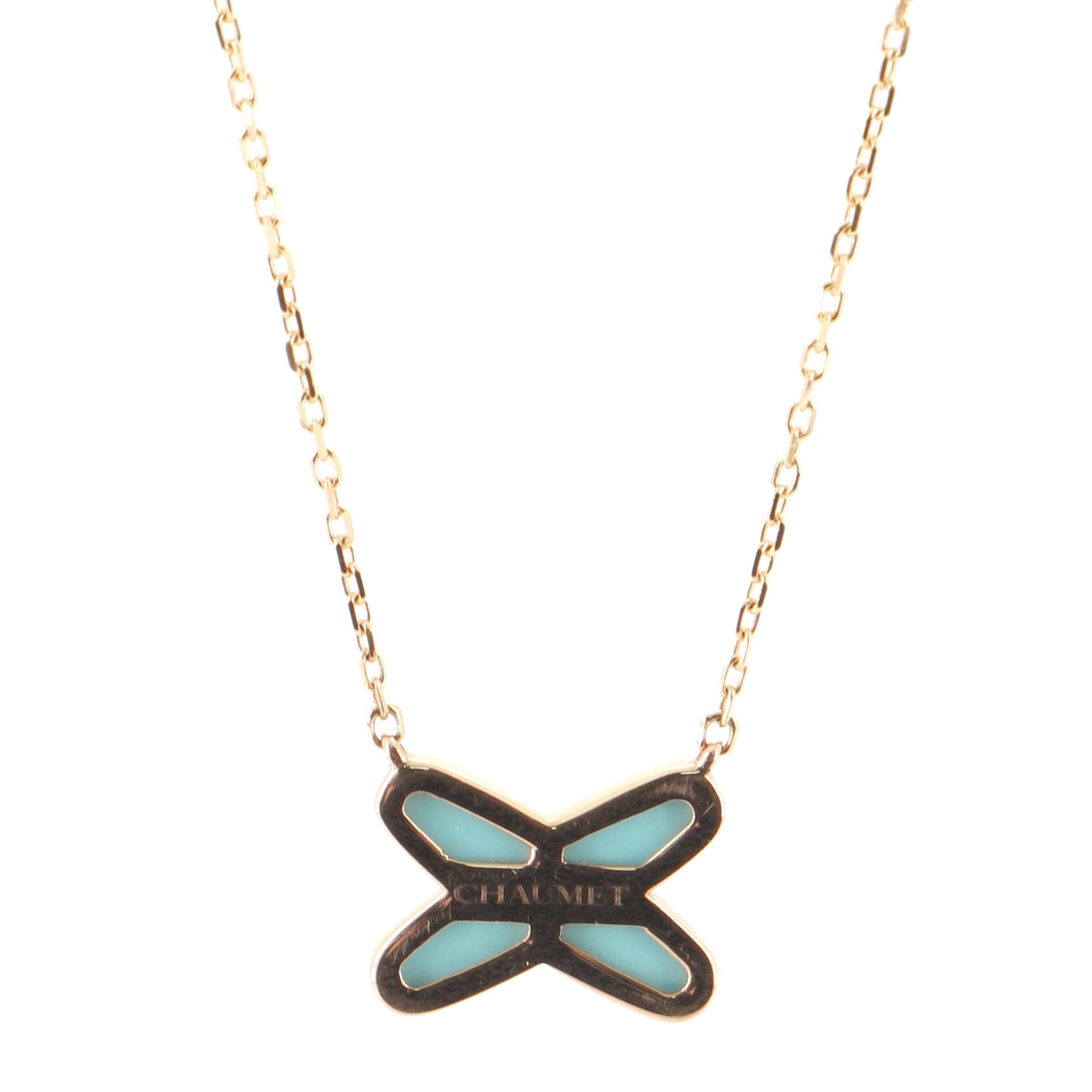 Jeux de Liens Pendant Necklace 18K Rose Gold with Turquoise and Diamond