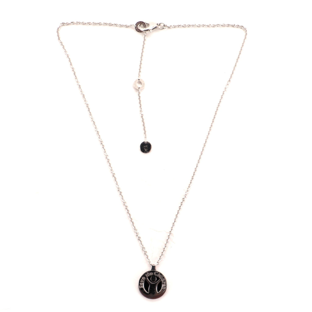 Save the Children Pendant Necklace Sterling Silver with Onyx and Ruby