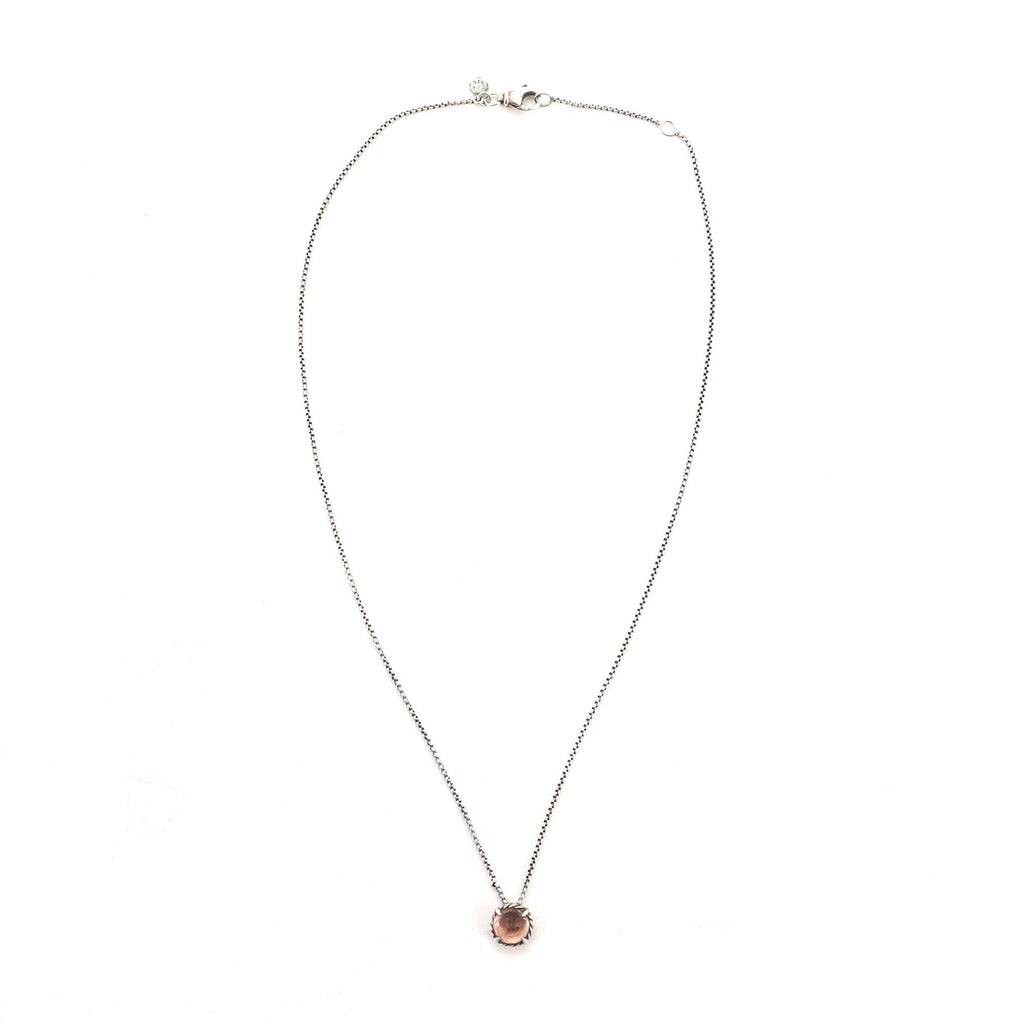 Chatelaine Pendant Necklace Sterling Silver with Morganite