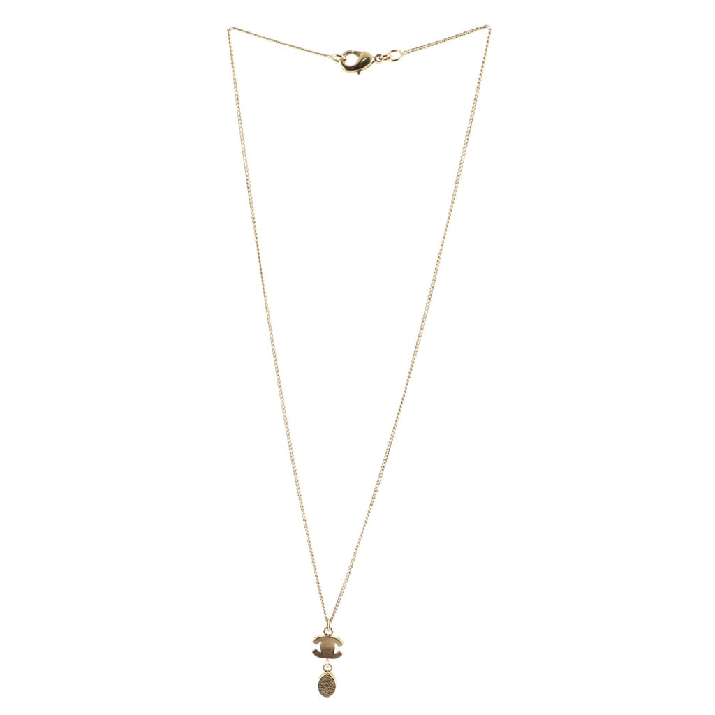 CC Drop Pendant Necklace Metal with Crystal and Glass