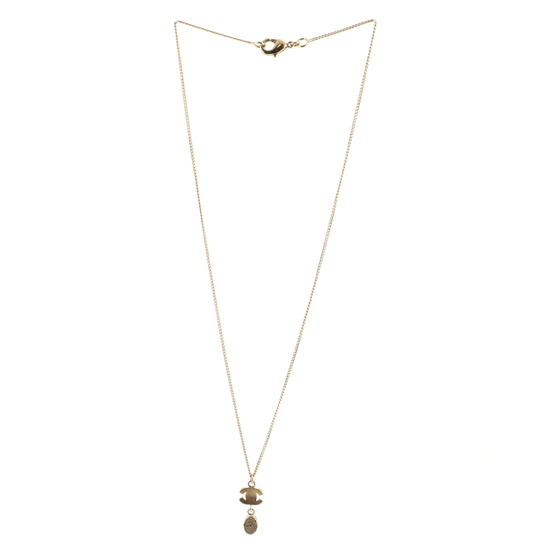 CC Drop Pendant Necklace Metal with Crystal and Glass