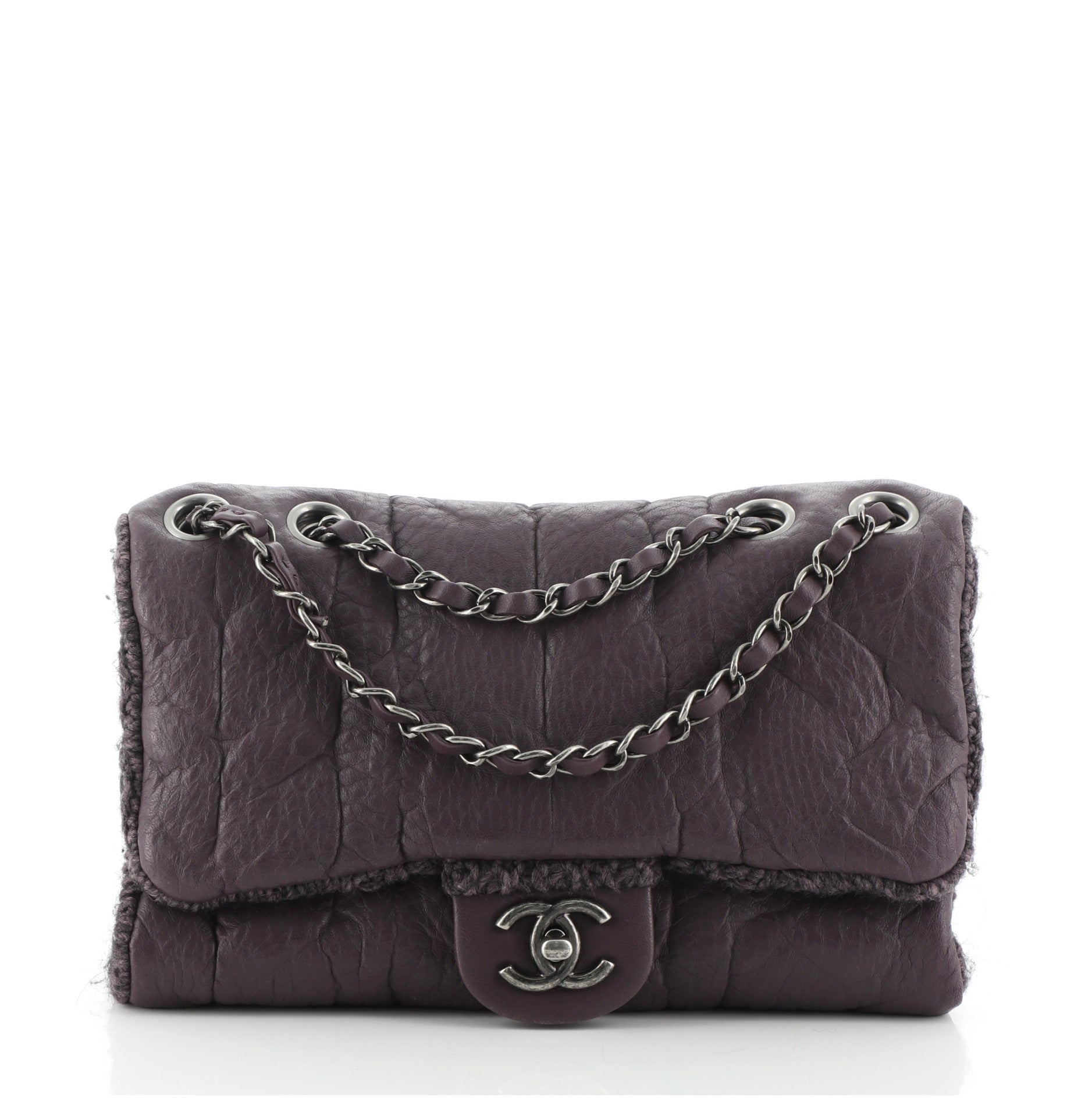 Chic Knit Flap Bag Sheepskin and Wool Mini