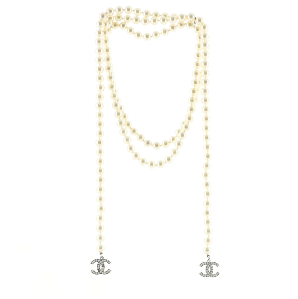 CC Pearl Chain Necklace Faux Pearl with Metal