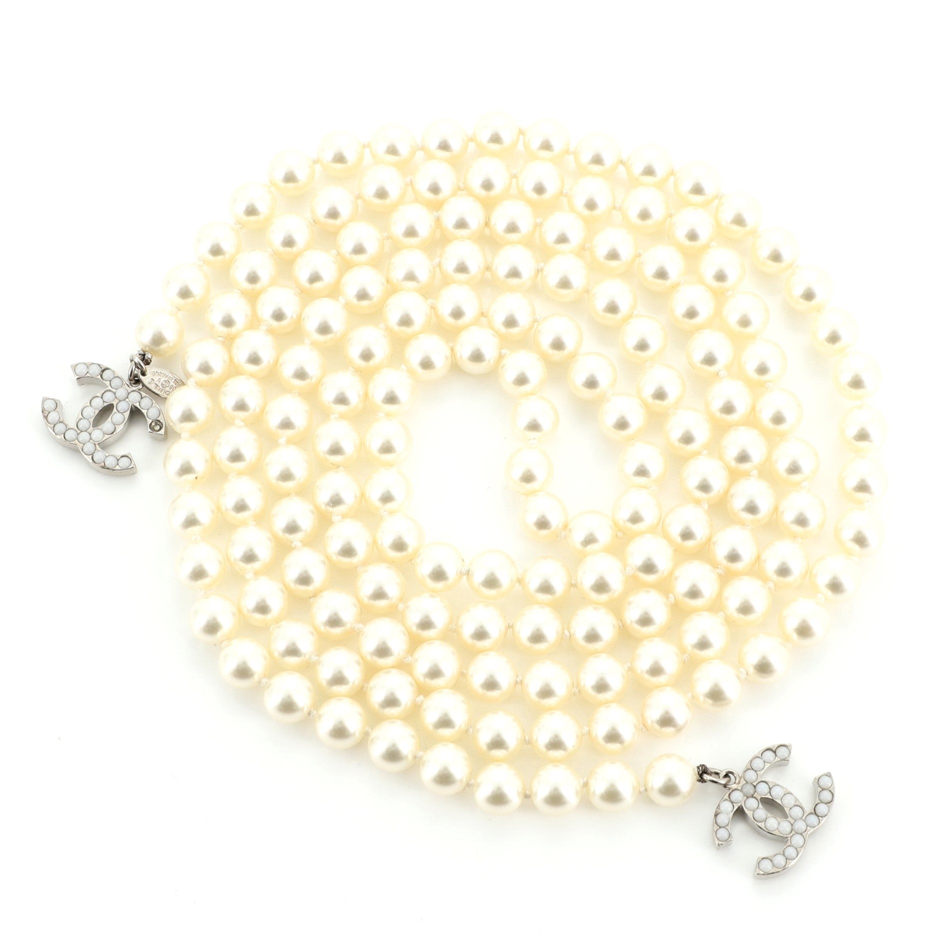 CC Pearl Chain Necklace Faux Pearl with Metal