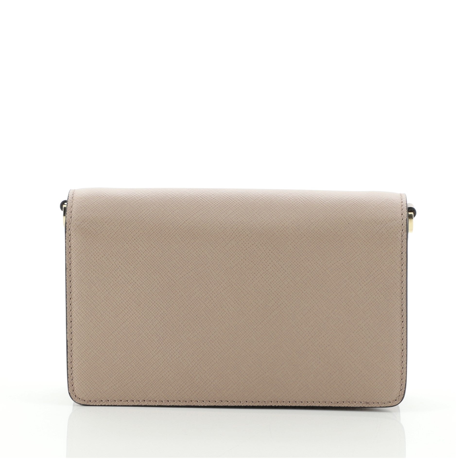 Flip Lock Wallet on Chain Clutch Saffiano Leather Small
