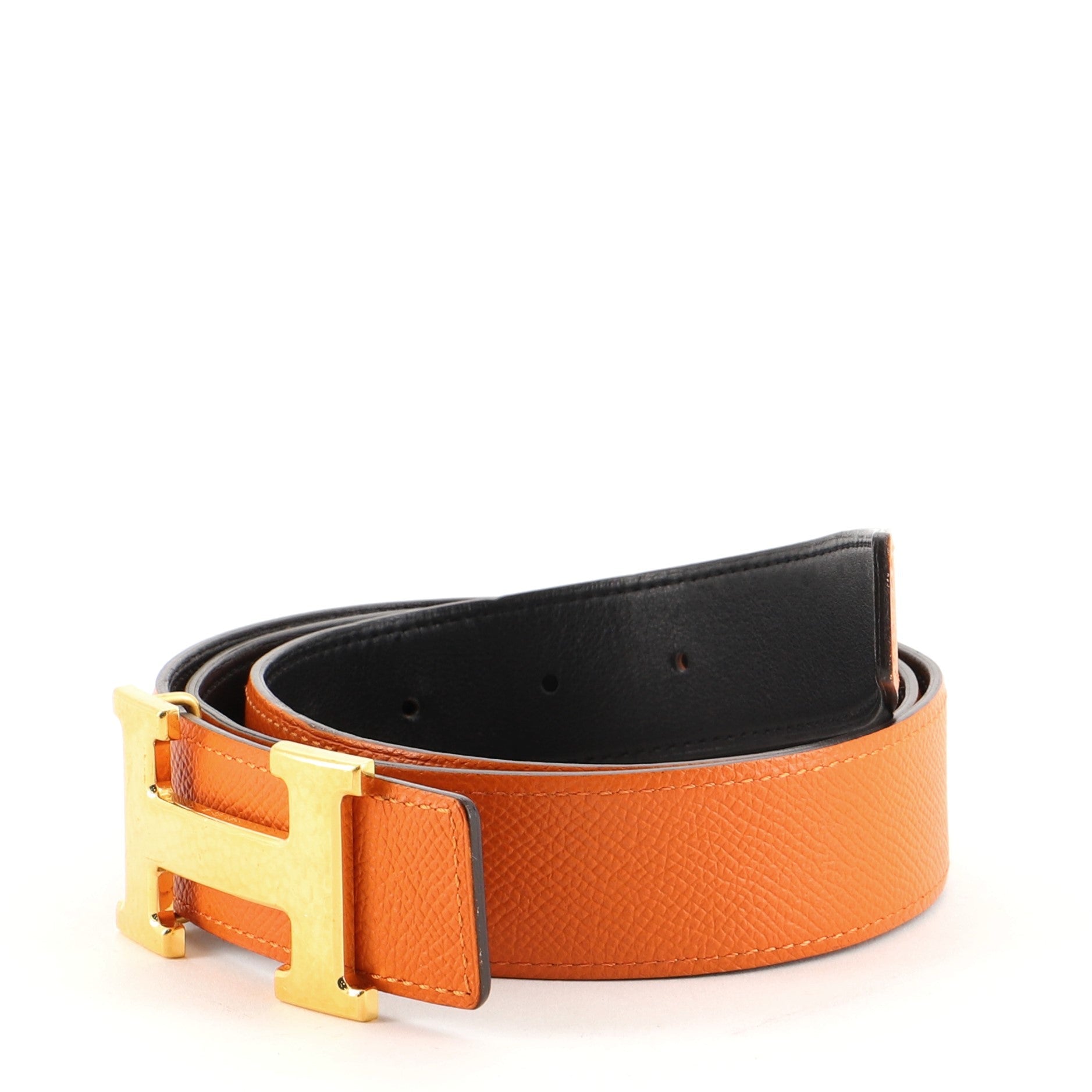 Constance Martelee H Reversible Belt Leather with Hammered Hardware Medium 85