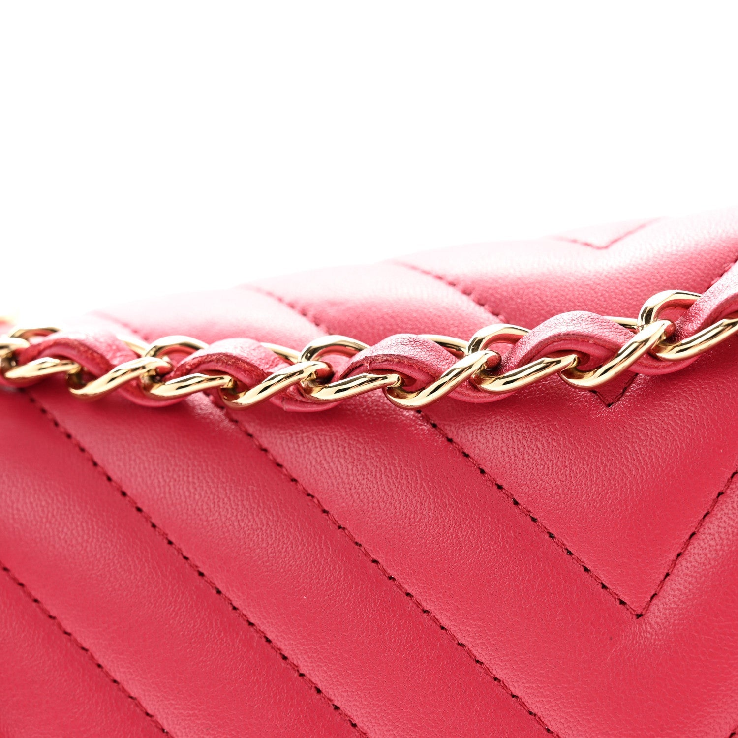 Lambskin Chevron Quilted Small Double Flap Pink