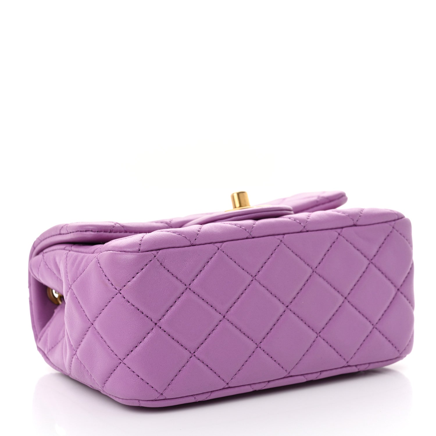 Lambskin Quilted Mini Pearl Crush Flap Purple