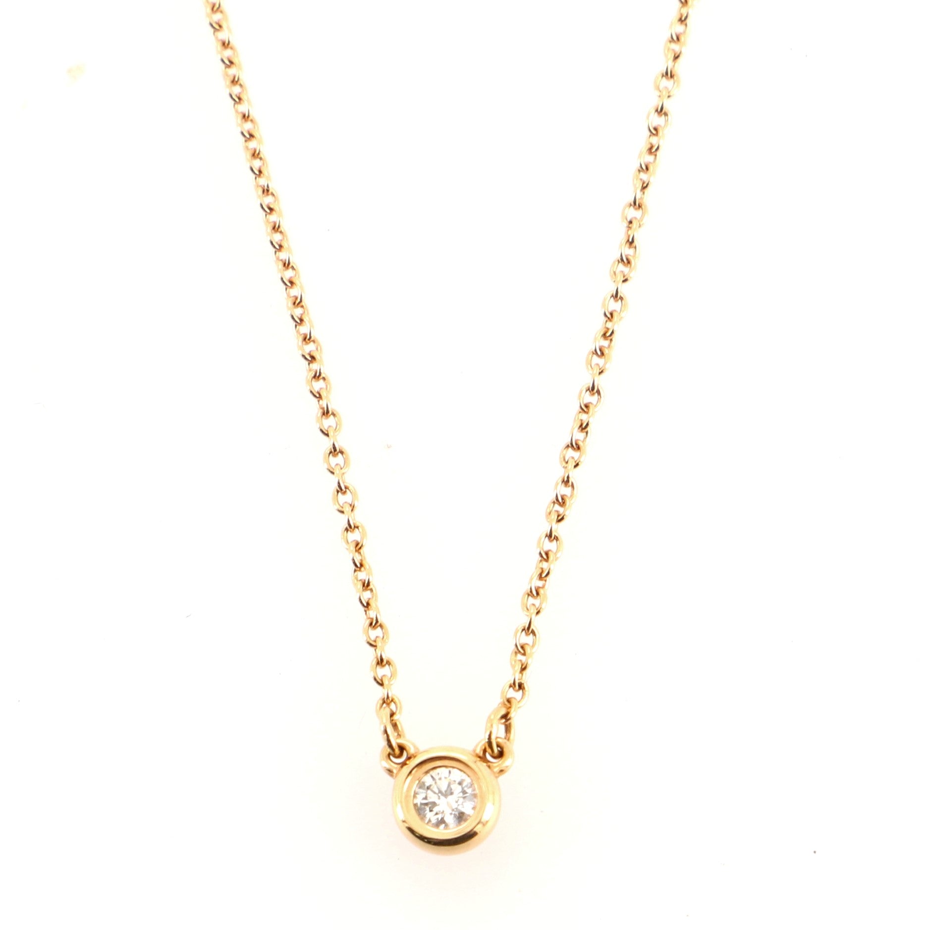 Elsa Peretti Diamonds By The Yard Pendant Necklace 18K Rose Gold with Diamond .07CT