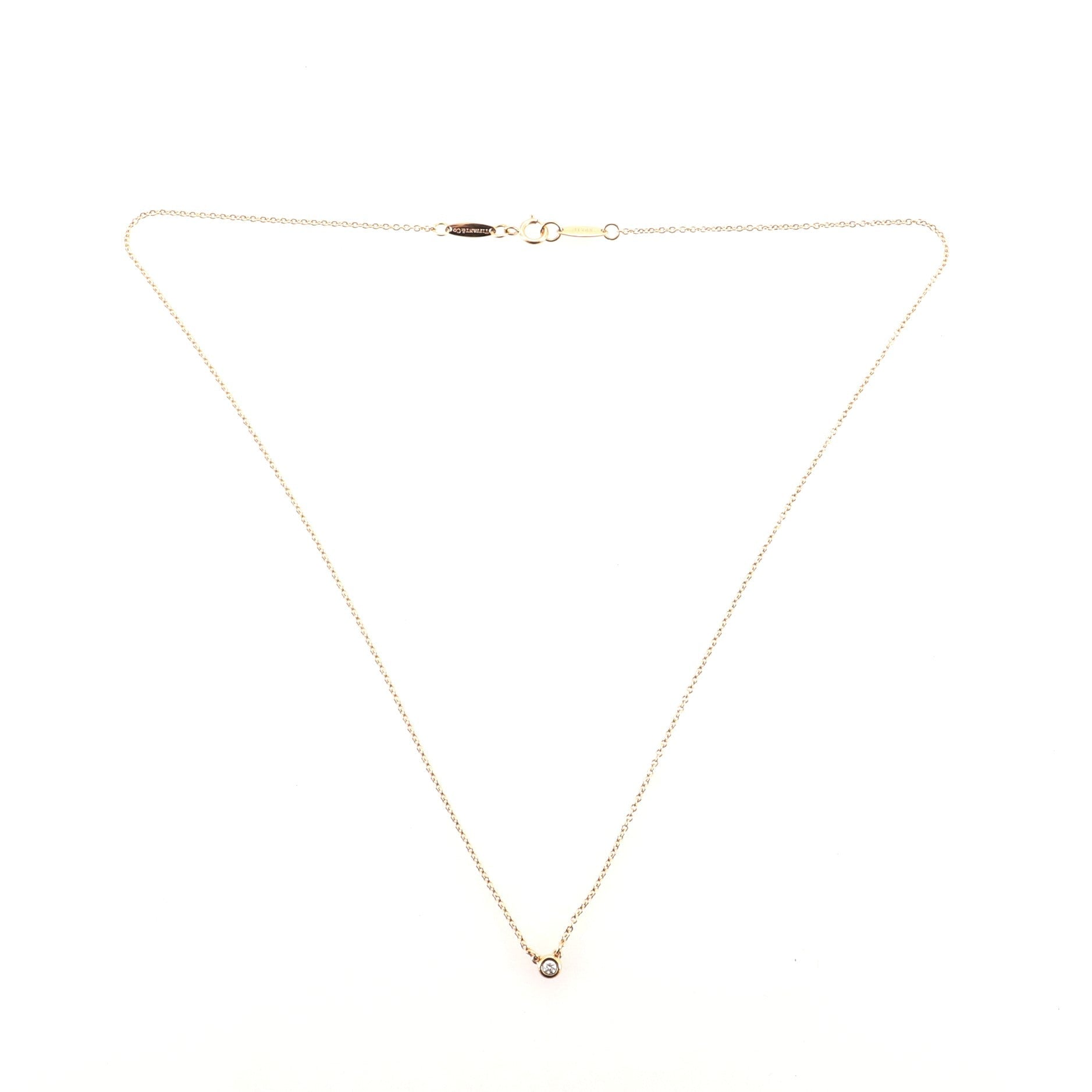 Elsa Peretti Diamonds By The Yard Necklace 18K Rose Gold with Diamond .03CT