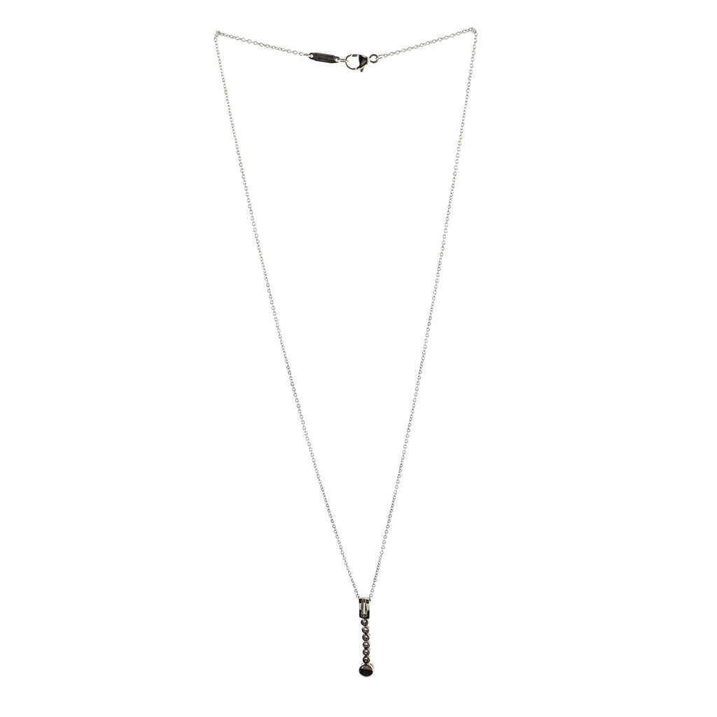 Jazz Drop Pendant Necklace Platinum with Baguette and Round Diamonds