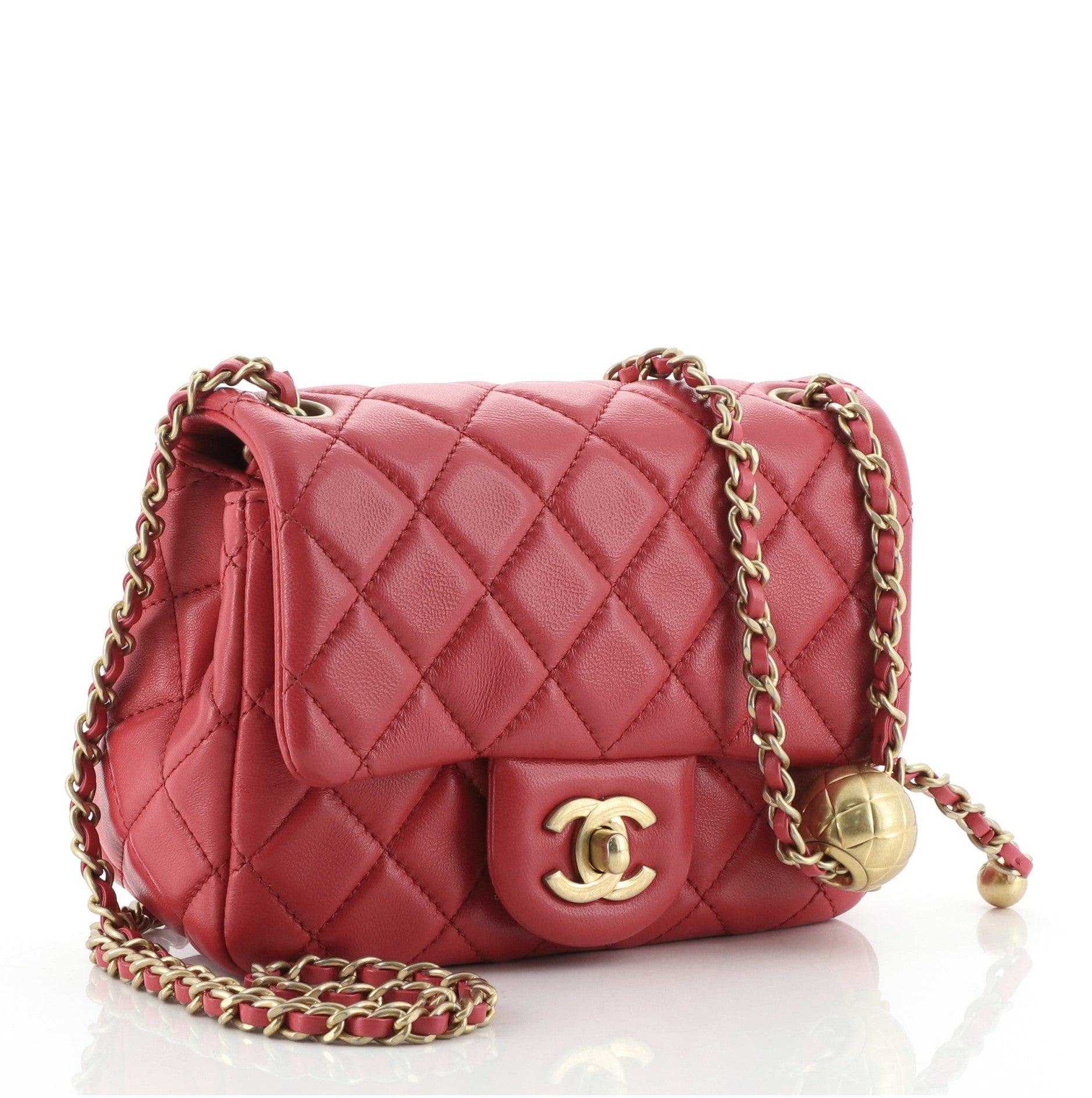 Pearl Crush Square Flap Bag Quilted Lambskin Mini