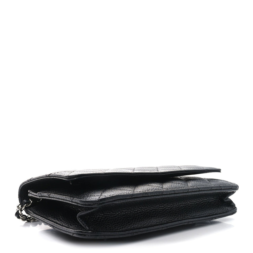 Caviar Quilted Wallet on Chain WOC Black