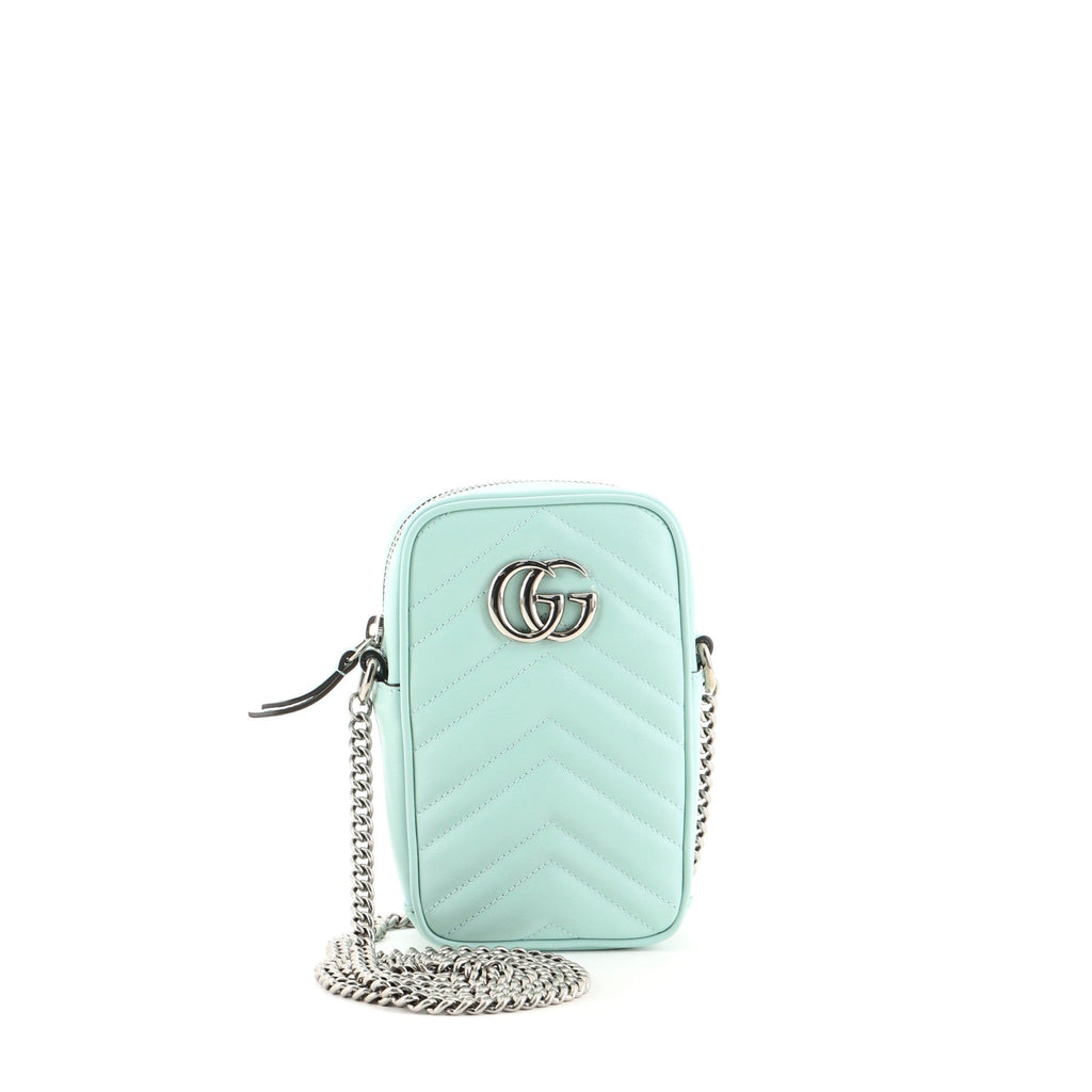 GG Marmont Vertical Phone Crossbody Bag Matelasse Leather Mini
