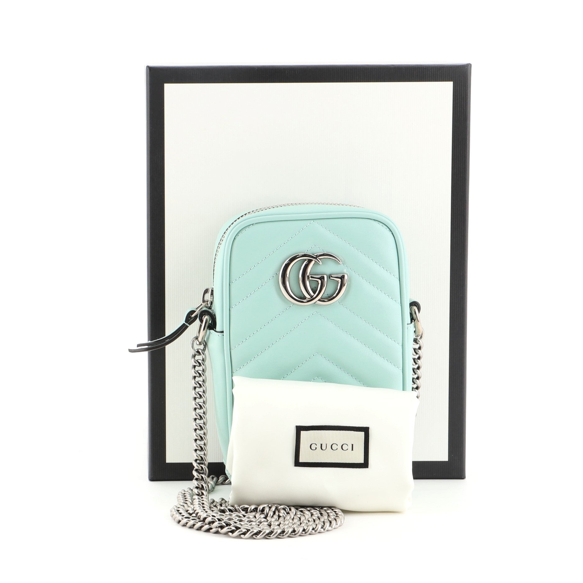 GG Marmont Vertical Phone Crossbody Bag Matelasse Leather Mini