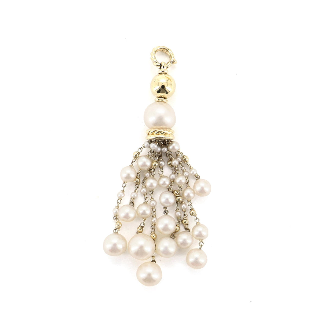 Oceanica Tassel Pendant Necklace 18K Yellow Gold and Pearls