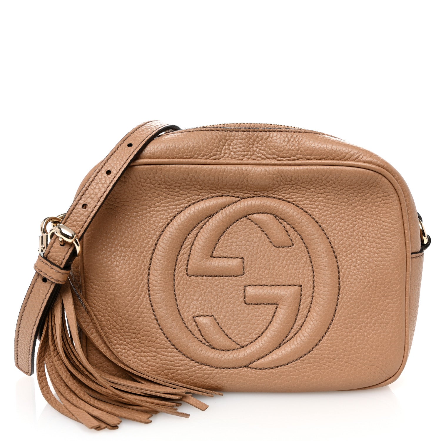Pebbled Calfskin Small Soho Disco Bag Camelia