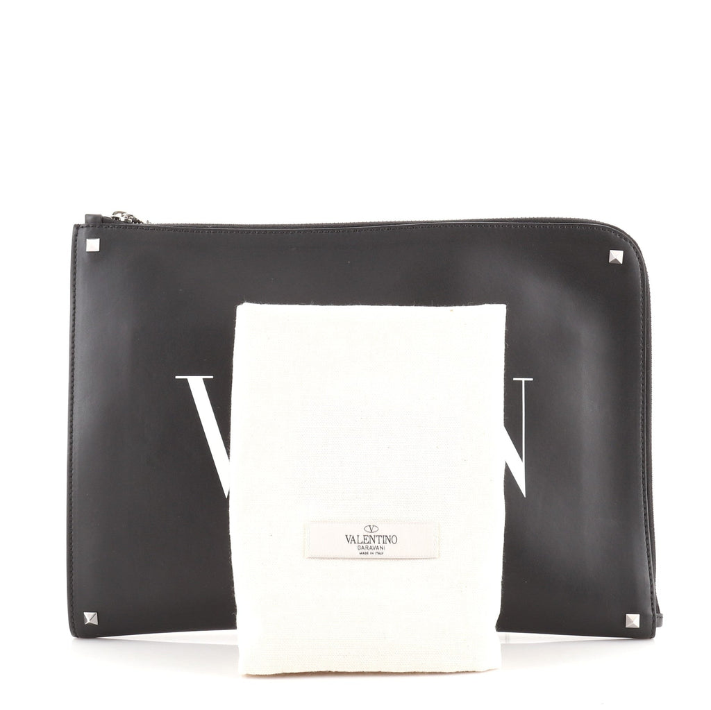 VLTN Zip Clutch Printed Leather