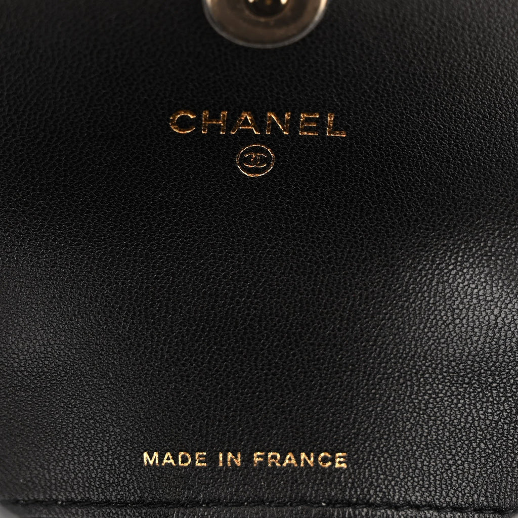 Lambskin Quilted Pearl Top Handle Clutch With Chain  Black