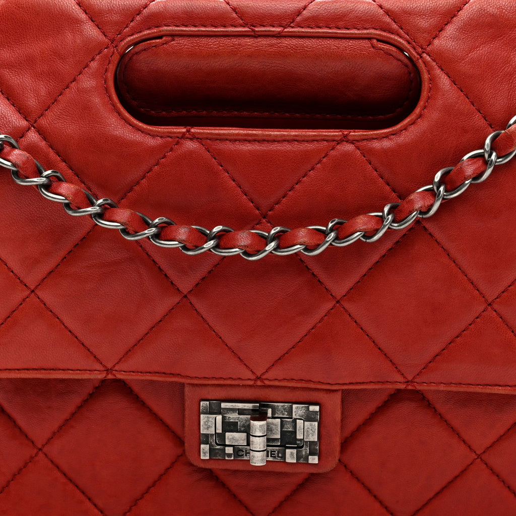 Washed Lambskin Jumbo Take Away Flap Red