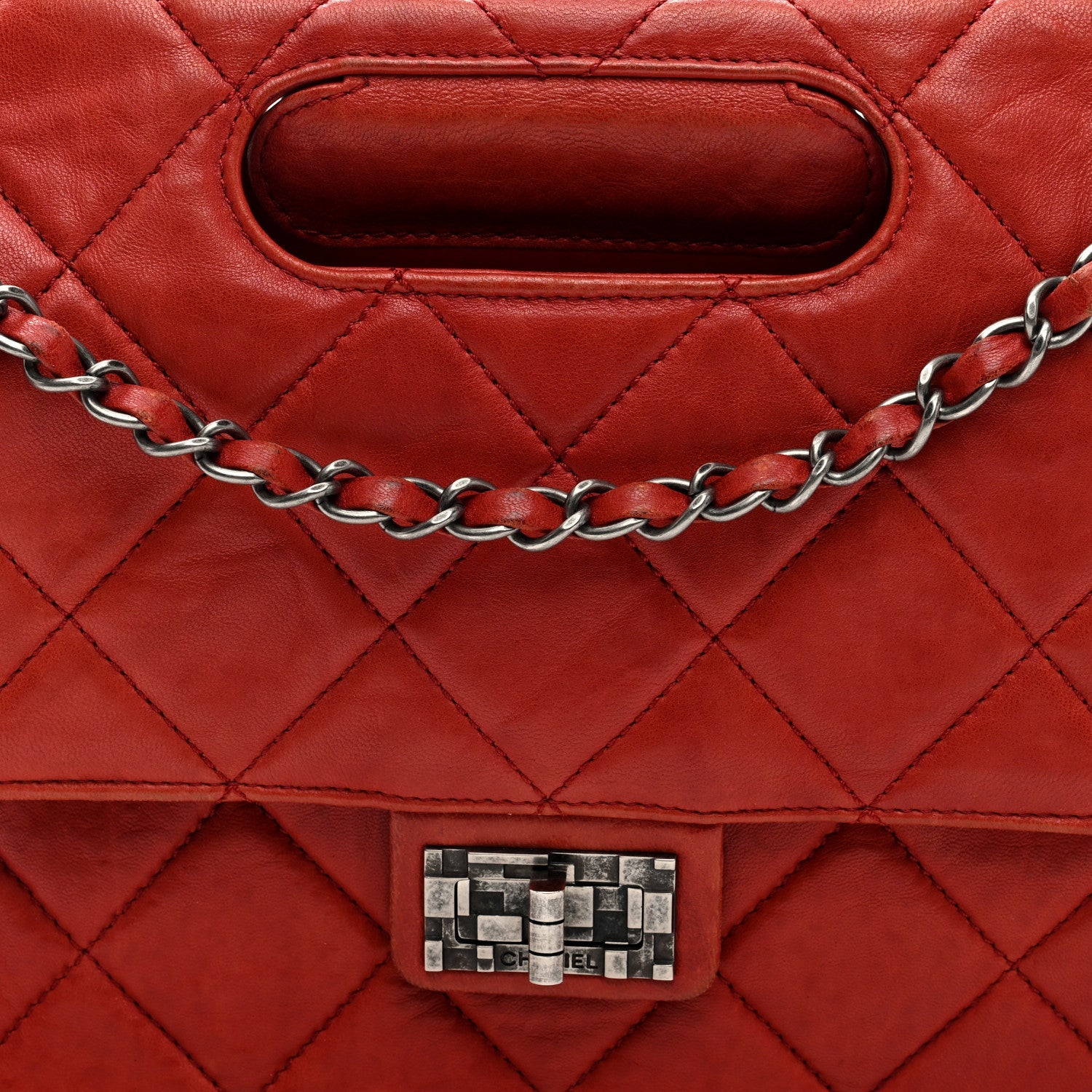 Washed Lambskin Jumbo Take Away Flap Red