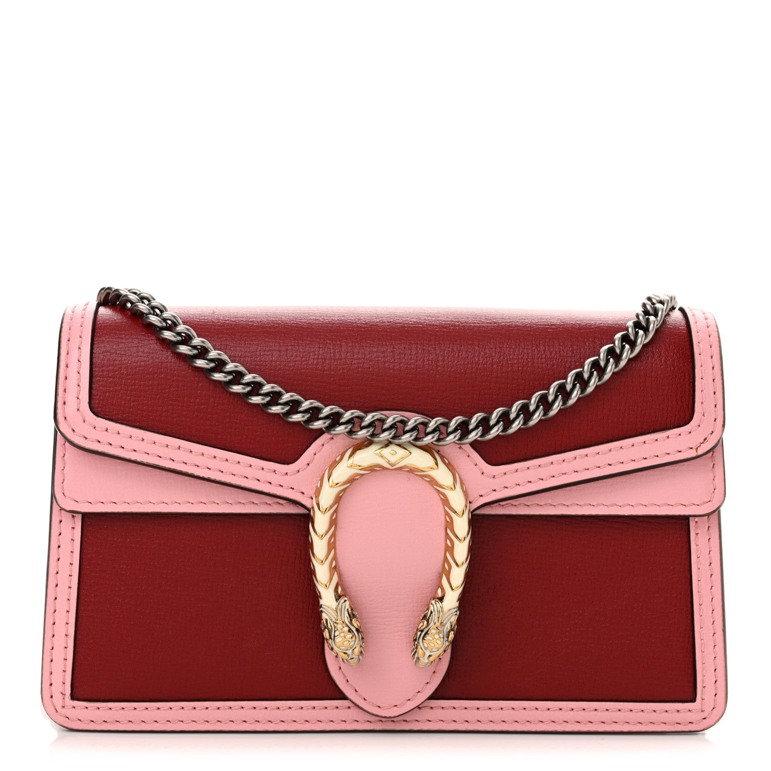 Azalea Calfskin Enamel Super Mini Dionysus Shoulder Bag New Cherry Red Wild Rose Off White