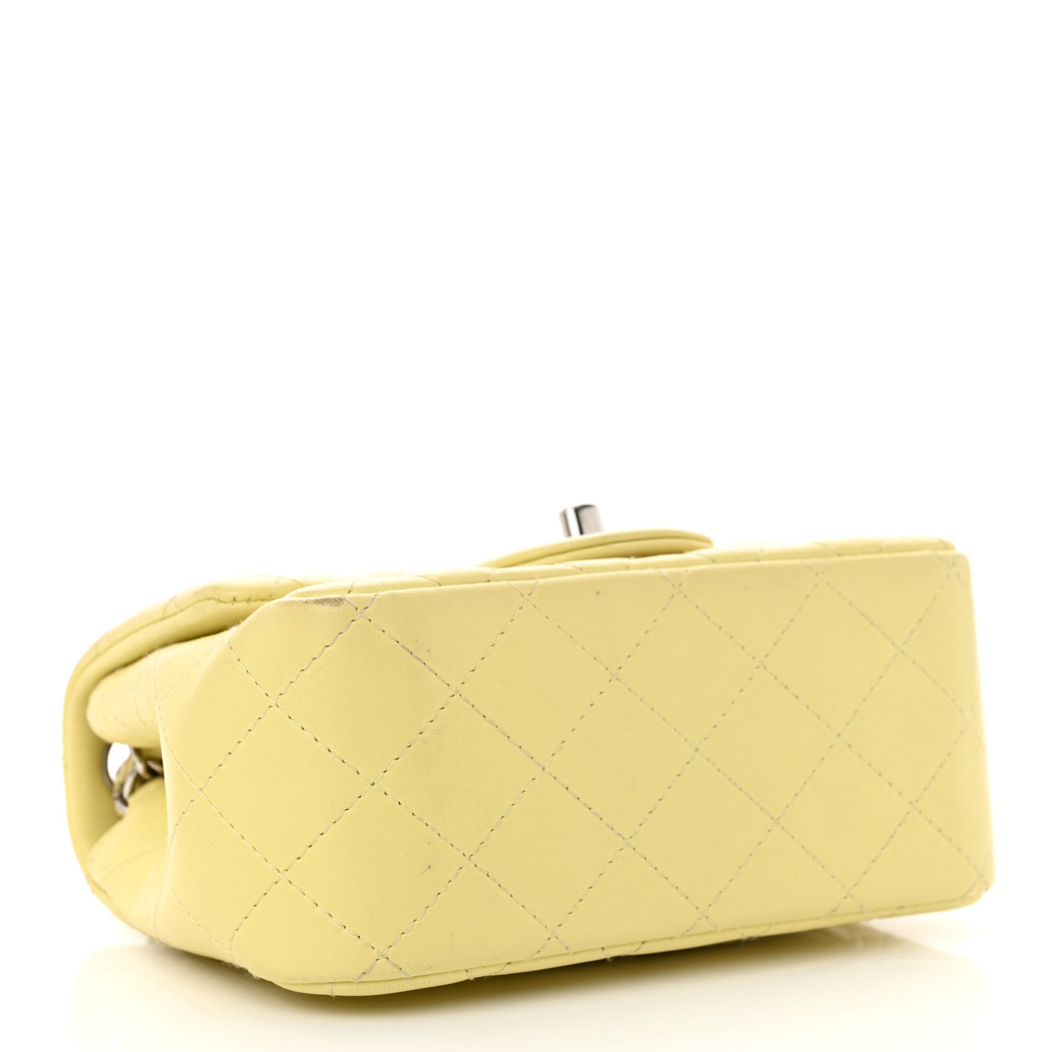 Lambskin Quilted Mini Square Flap Light Yellow