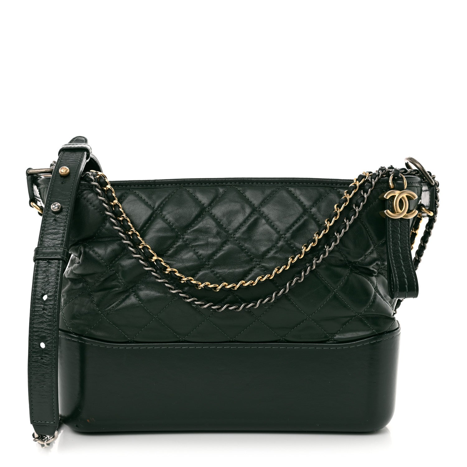 Aged Calfskin Quilted Medium Gabrielle Hobo Green
