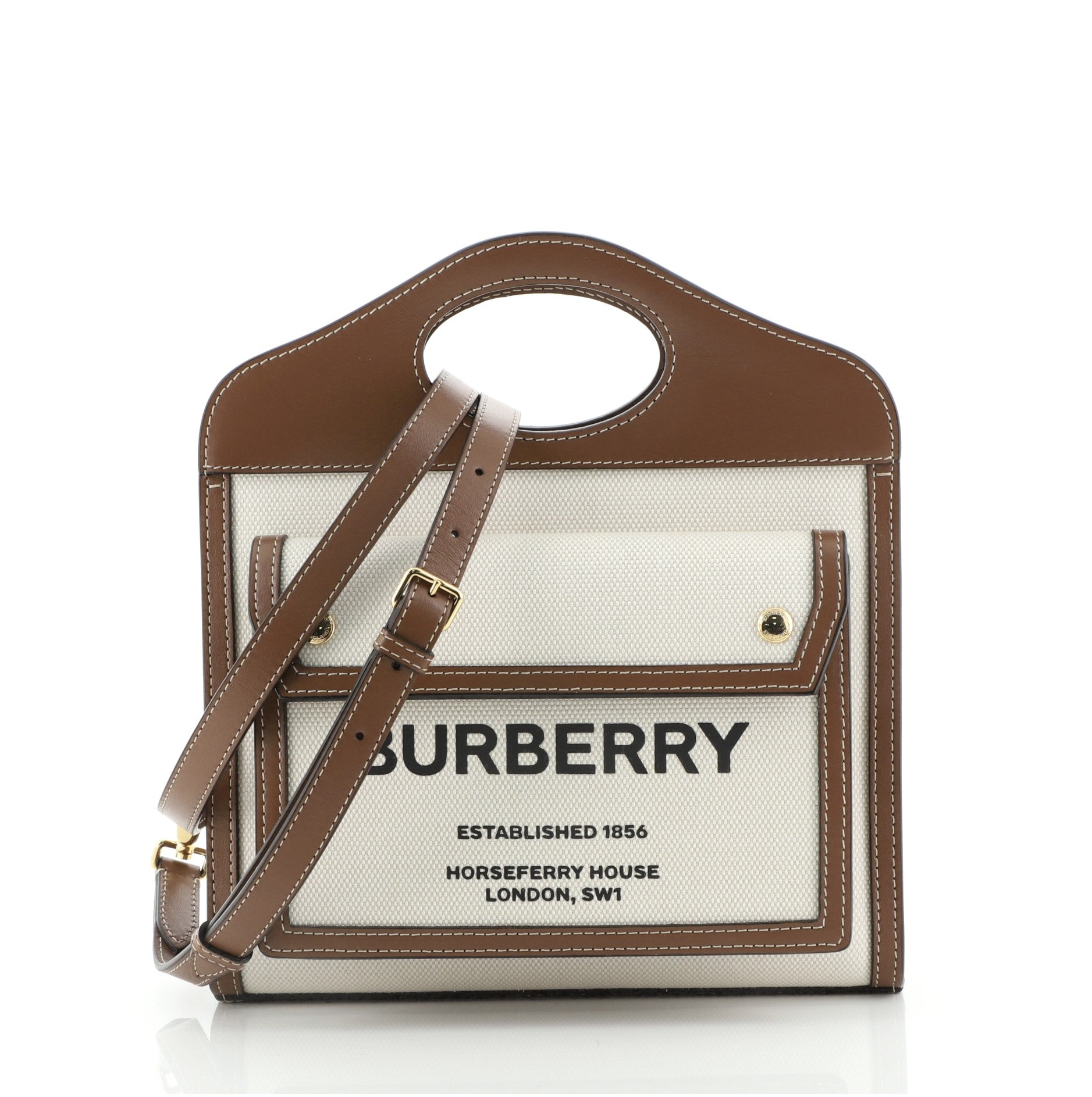 Logo Pocket Tote Canvas with Leather Mini