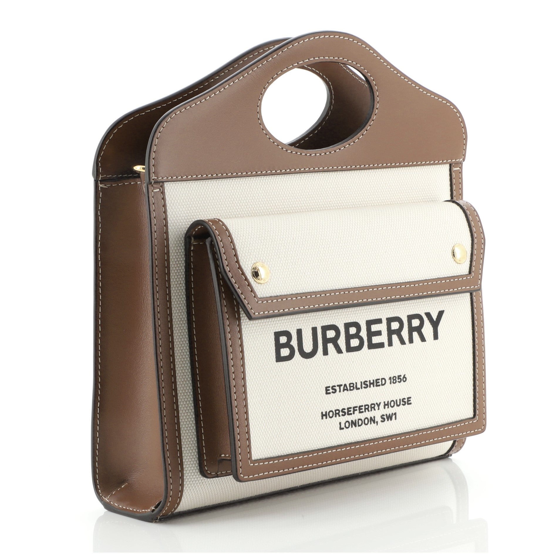 Logo Pocket Tote Canvas with Leather Mini