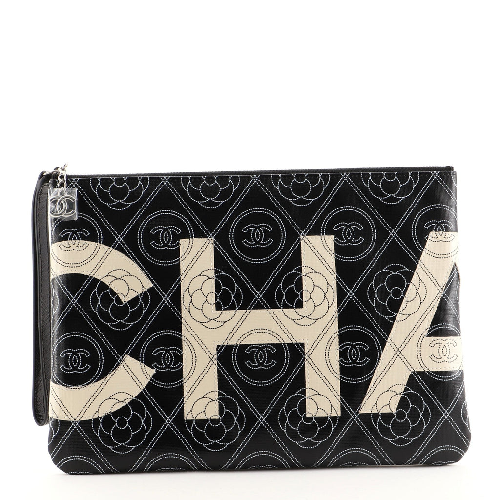 Camellia Logo Wristlet Clutch Printed Coated Canvas Medium