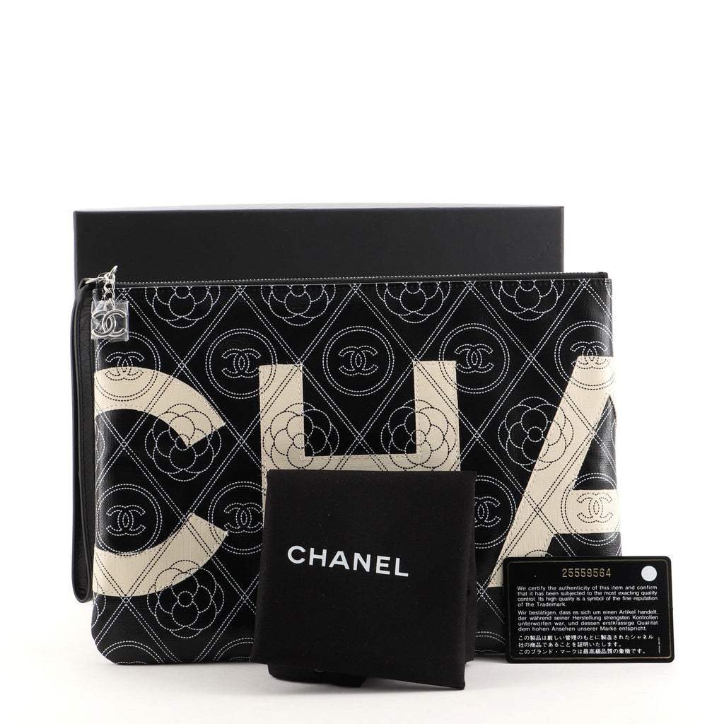 Camellia Logo Wristlet Clutch Printed Coated Canvas Medium