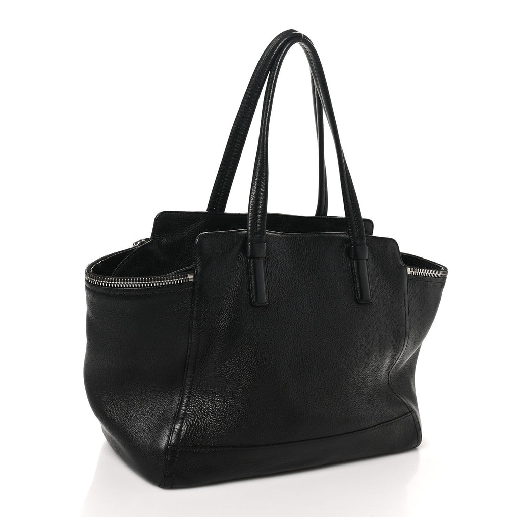 Calfskin Medium Verve Double Zip Tote Black
