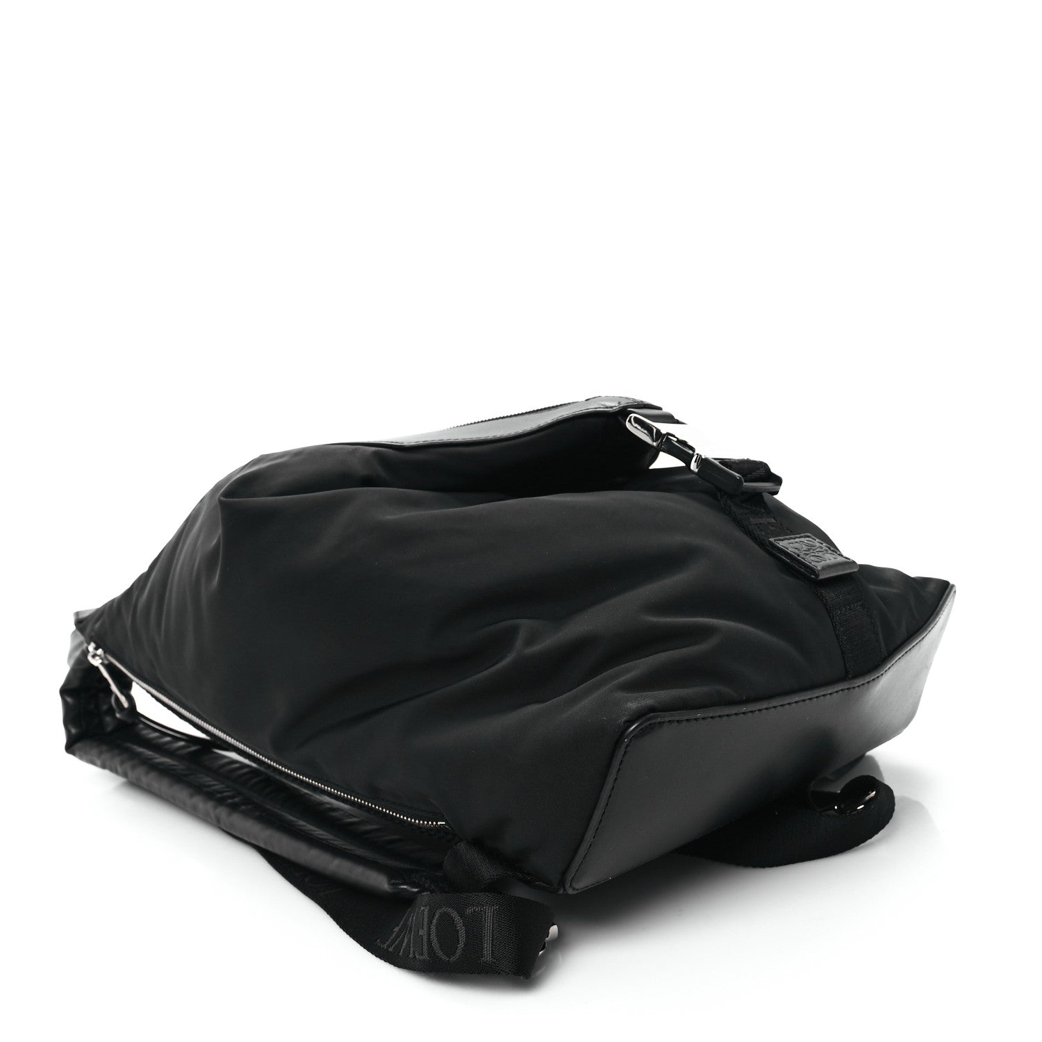Calfskin Nylon Shell Backpack Black
