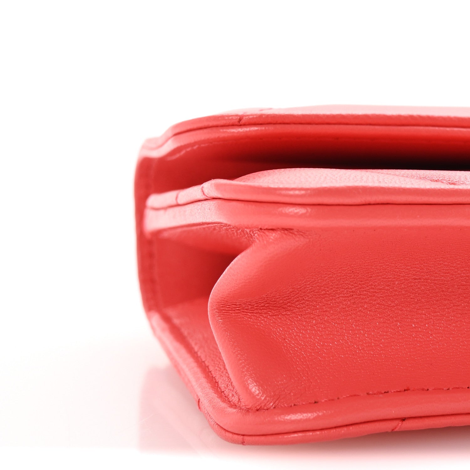 Lambskin Quilted Chanel 19 Flap Phone Holder With Chain Coral