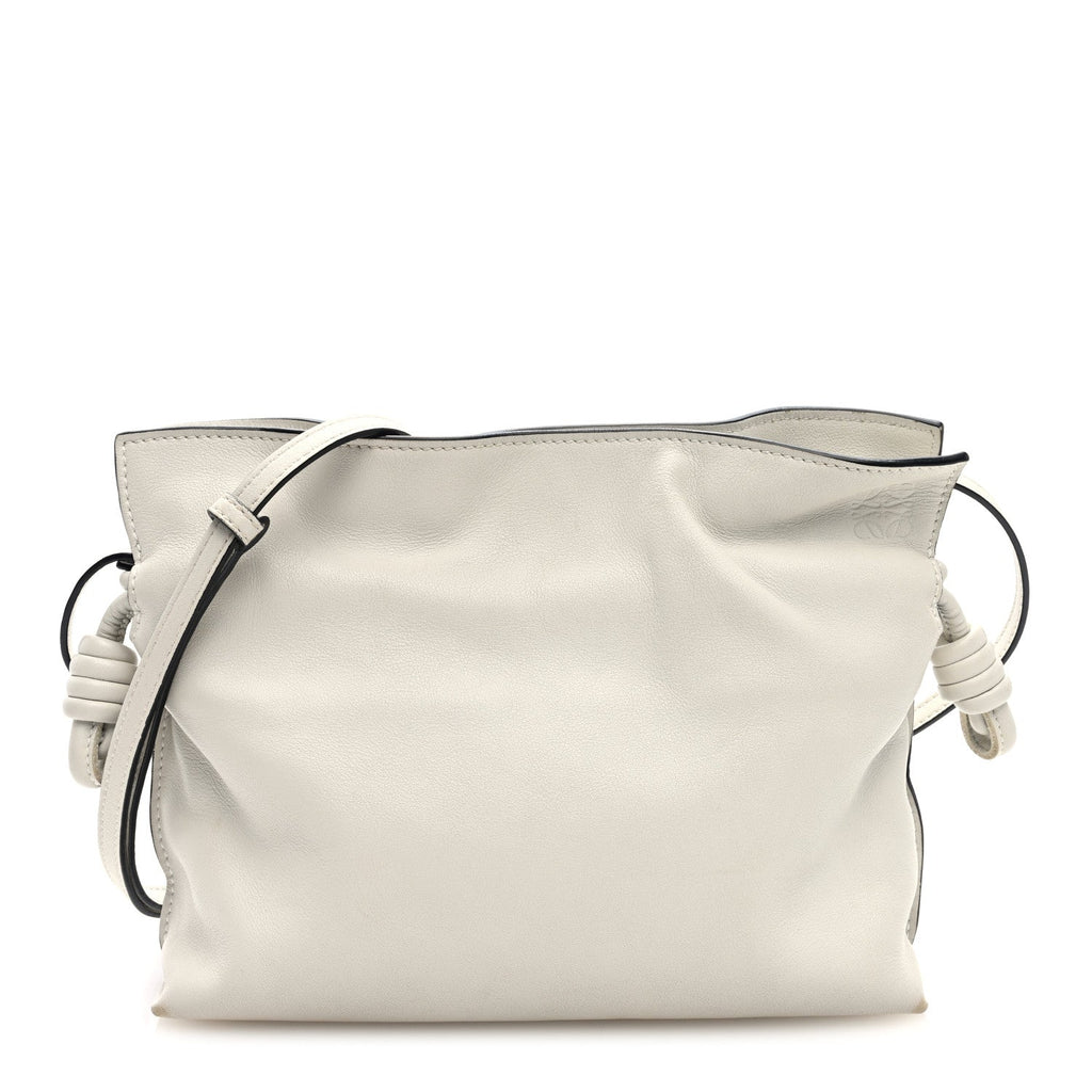 Calfskin Mini Flamenco Knot Clutch Soft White