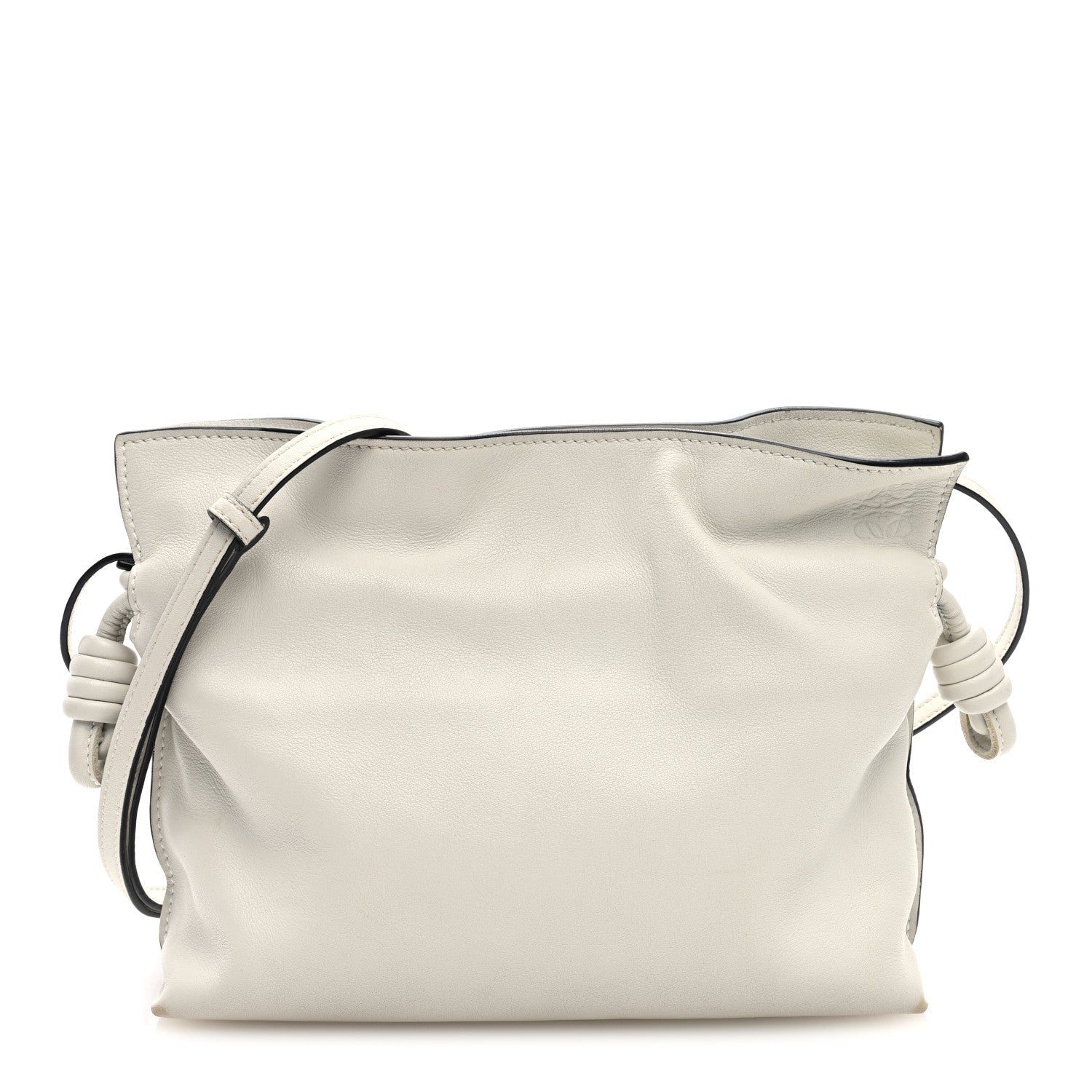 Calfskin Mini Flamenco Knot Clutch Soft White
