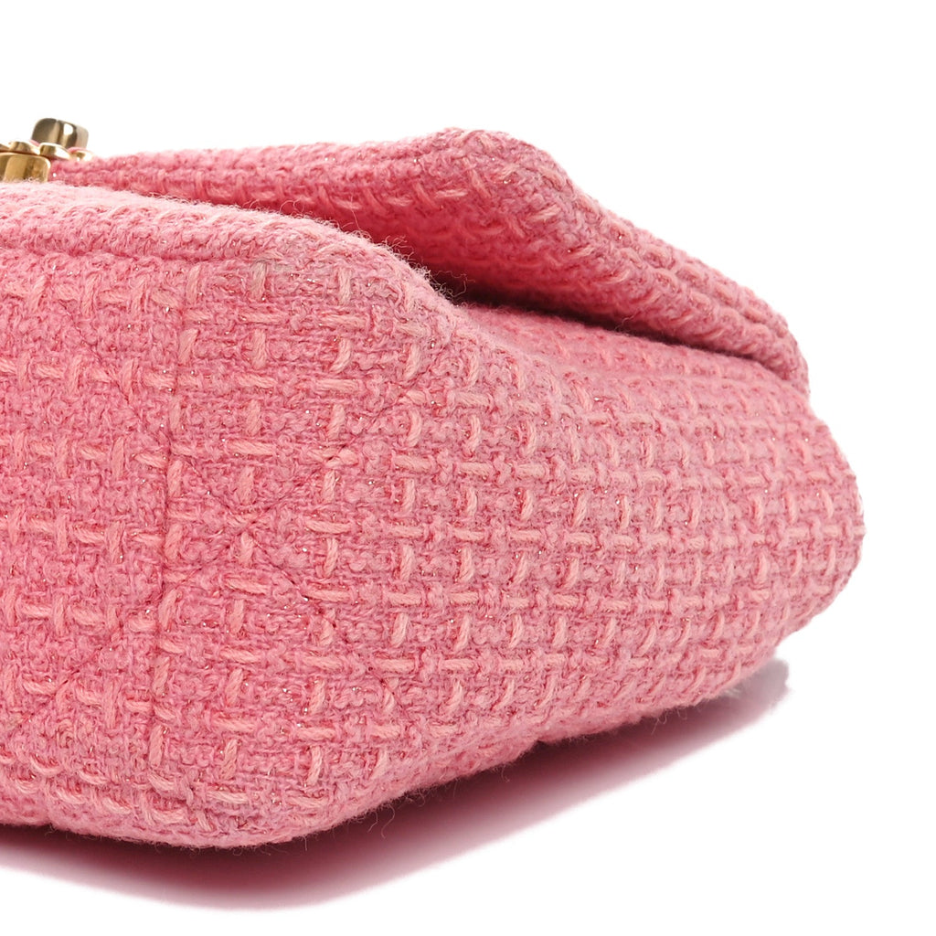 Metallic Tweed Quilted Medium Chanel 19 Flap Pink