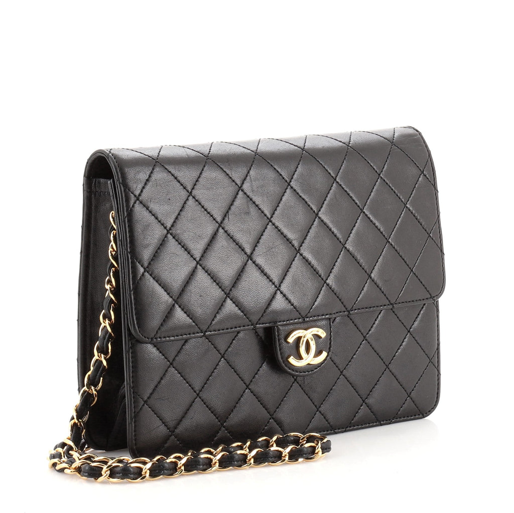 Vintage Clutch with Chain Quilted Leather Small