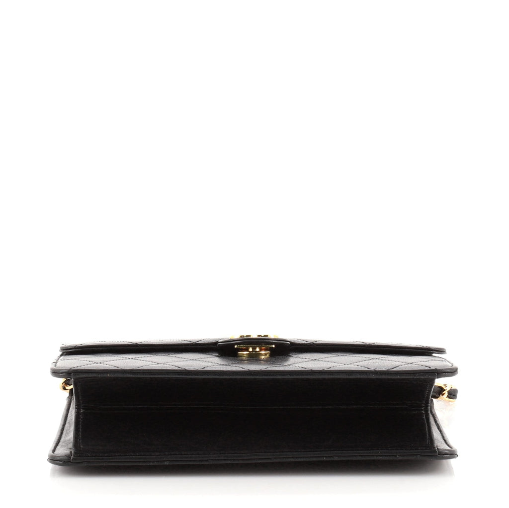 Vintage Clutch with Chain Quilted Leather Small