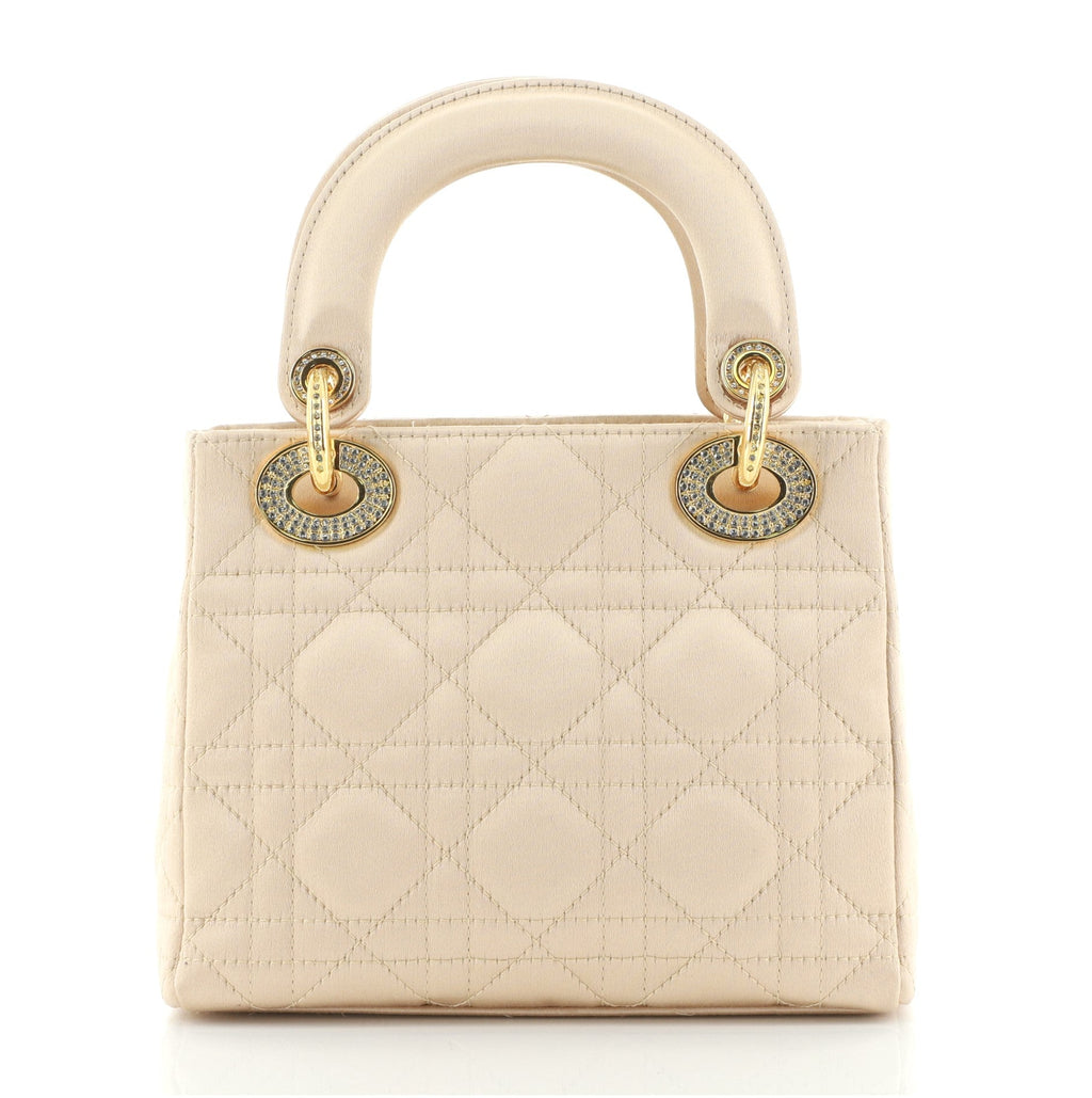 Vintage Lady Dior Bag Cannage Quilt Satin with Crystal Charms Mini