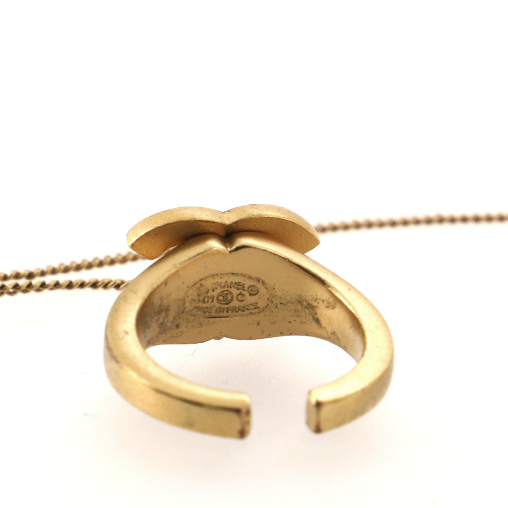 Logo Bangle with Chain Attached CC Ring Bracelet Metal with Crystal