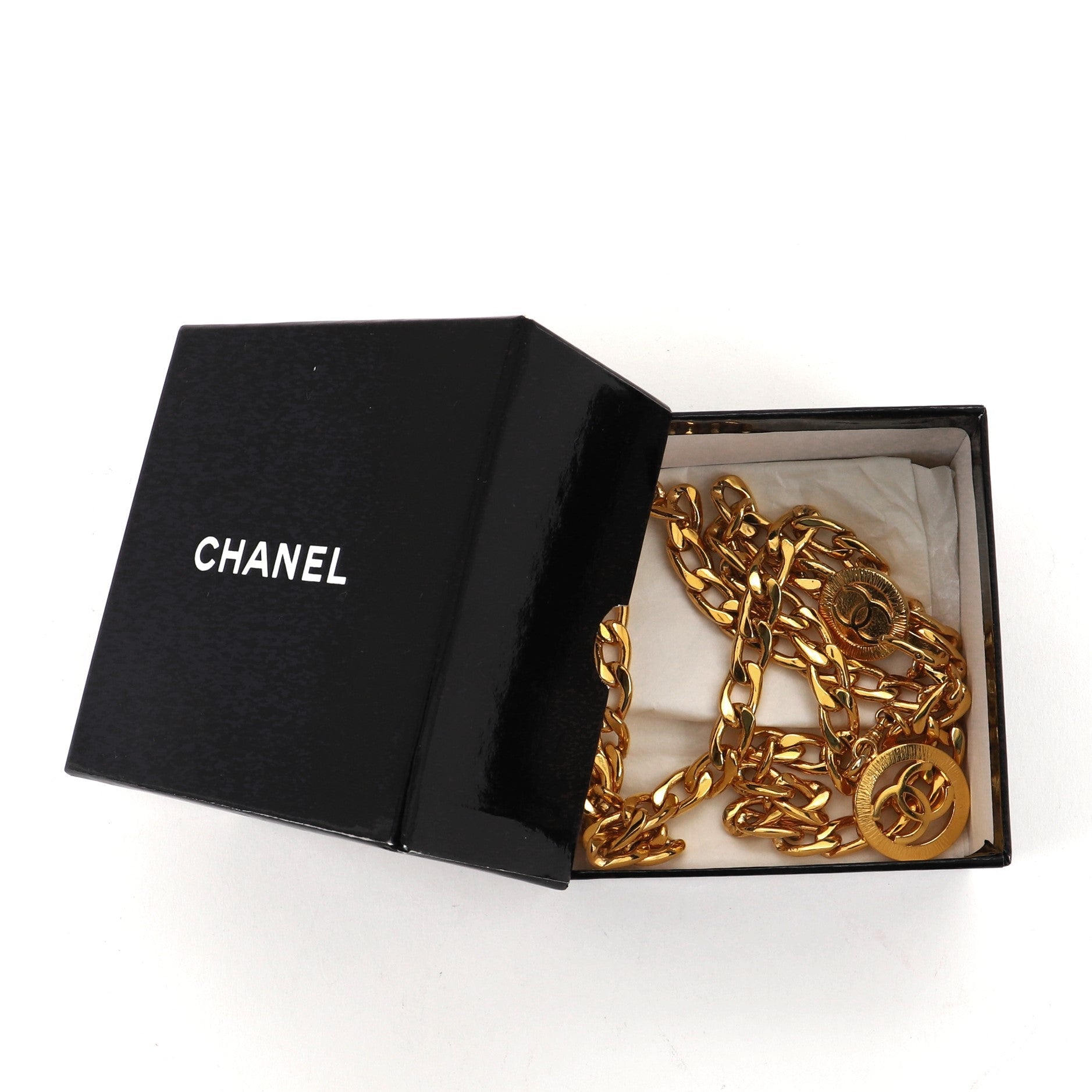 VIntage Double Medallion Chain Belt Metal 90